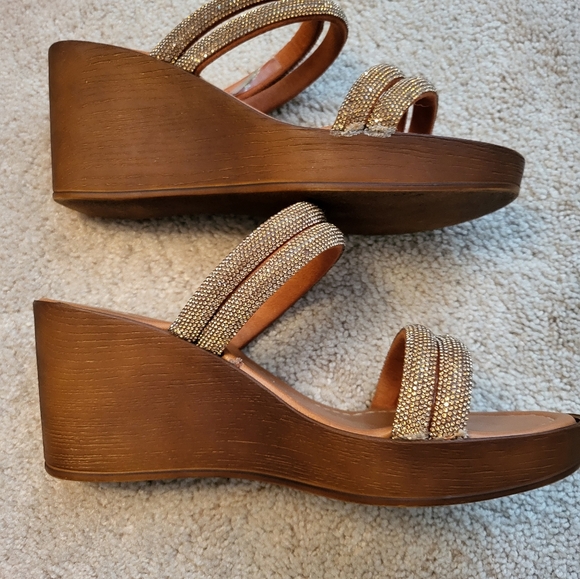 Fabio Maggenti Wedge Sandal Rose Gold sequin size 8 - Picture 2 of 5